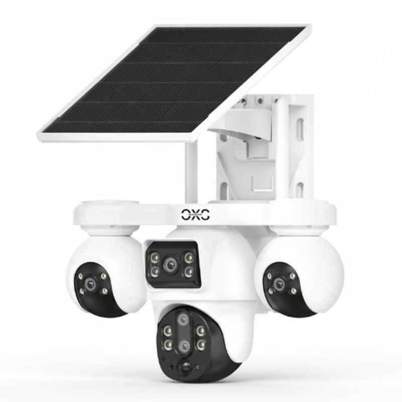 OneXsale Halo Watch 6MP+6MP+6MP+6MP White Outdoor PTZ 4-Lens Solar CCTV Security Camera with AI Tracking & Night Vision