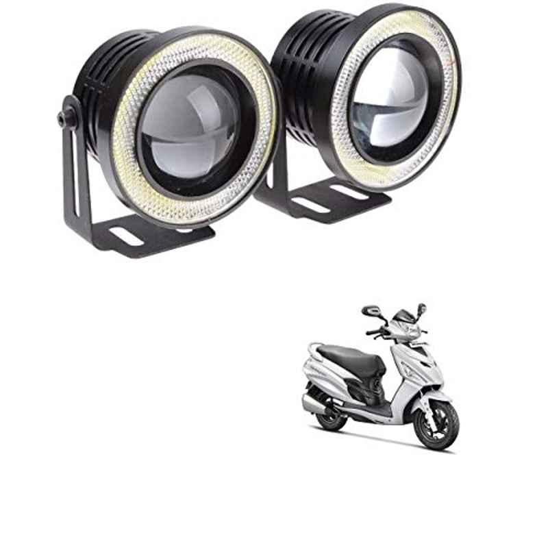 Kozdiko 2 Pcs 15W 3.5 inch High Power White LED Projector COB Fog Light Set with White Angel Eye Ring for Hero Maestro, koz_88439