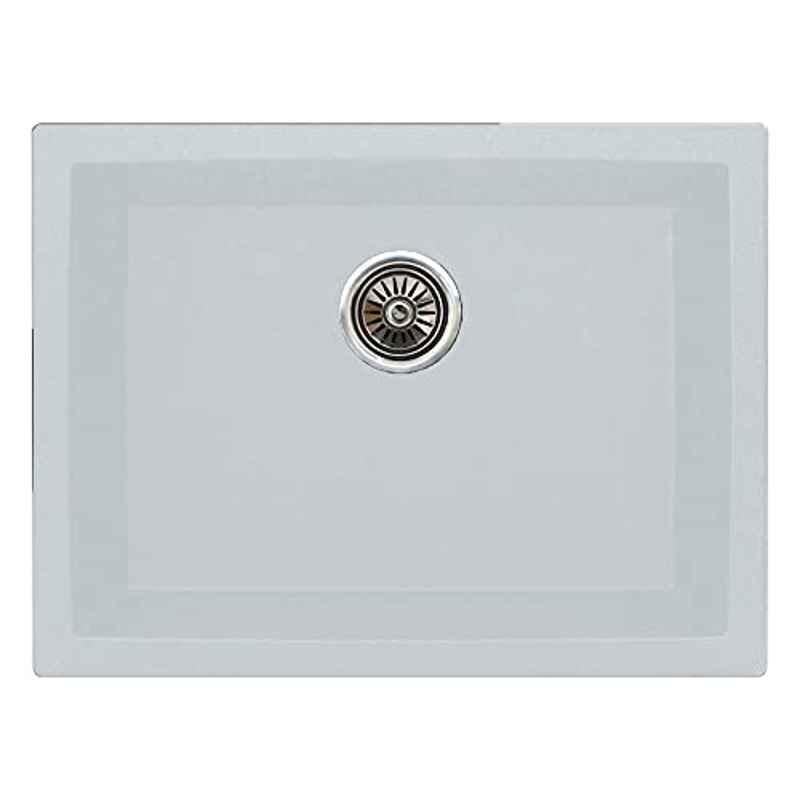 Uken Heavy Duty Quartz Kitchen Sink (24X18) With Accessories(24/18-Qr-Me-Ms-10) White