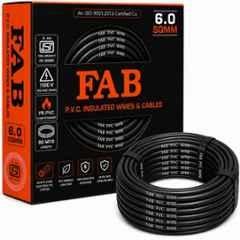 FAB 6 Sqmm FR PVC CCA Copper Black Multistrand Electrical Wire, Length: 90 m