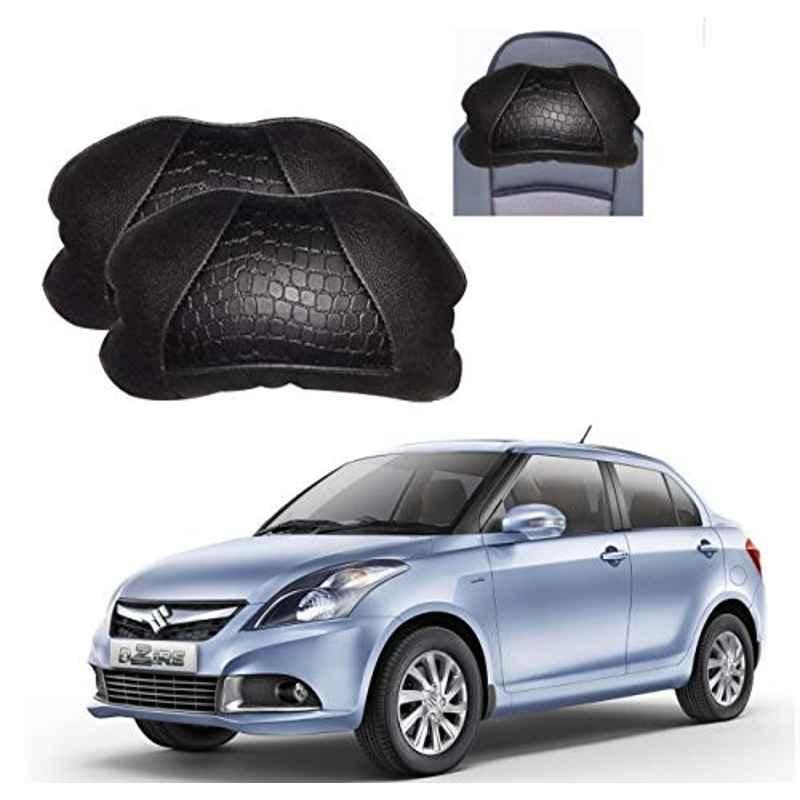 Kozdiko 2 Pcs Black Neck Rest Cushion Pillow Set for Maruti Suzuki Swift Dzire Type-2(2011-2017)