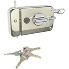 Godrej Twinbolt Ultra XL+ 1CK Satin Steel Rim Lock, 6082