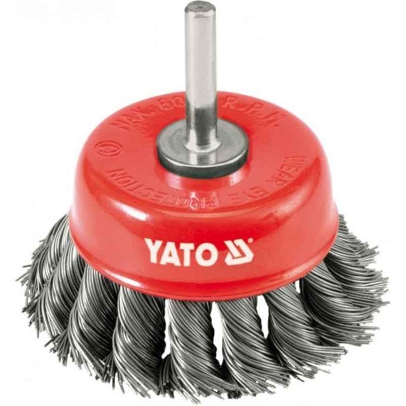 Yato 75x6mm Twist Steel Wire Cup Brush With Shaft, YT-4752