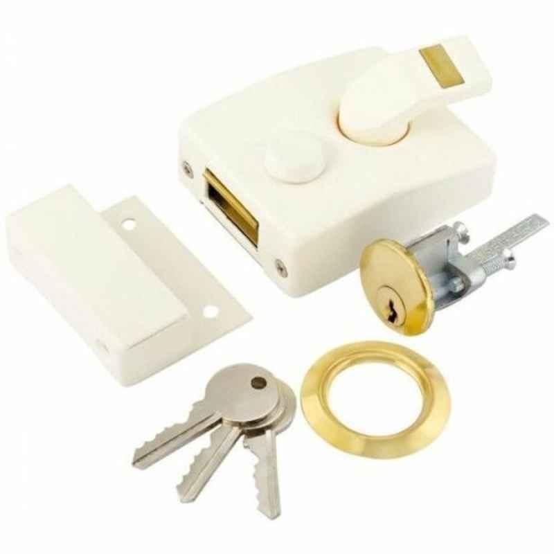 Buy Robustline White Steel Double Locking Pin Cylinder Night Latch Set