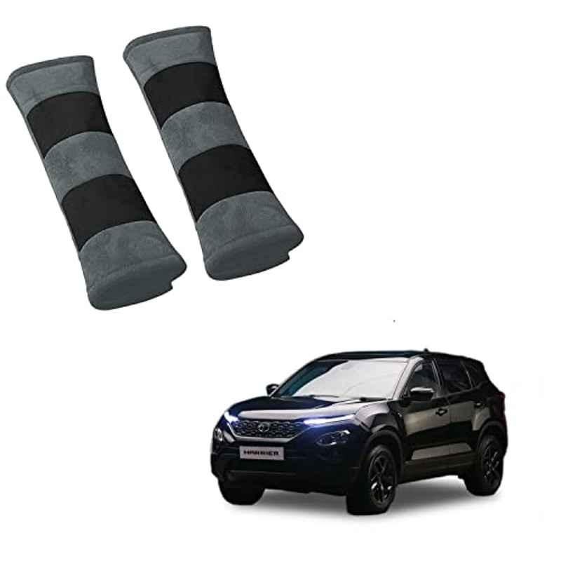 Kozdiko 2 Pcs Grey & Black Car Seat Belt Cushion Pillow Set for Tata Harrier