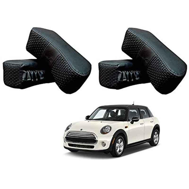 Kozdiko 4 Pcs CV Designer Black Leatherite Neck Rest Car Cushion Pillow Set for Mini Cooper
