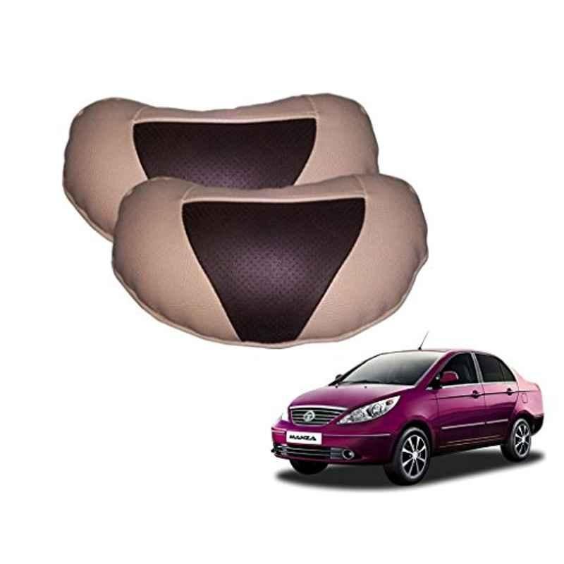 Kozdiko 2 Pcs Brown & Beige Neck Rest Set for Tata Manza, koz_34674