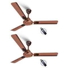 Longway Creta 50W Rusty Brown 3 Blade Remote Controlled Ceiling Fan, Sweep: 1200 mm (Pack of 2)