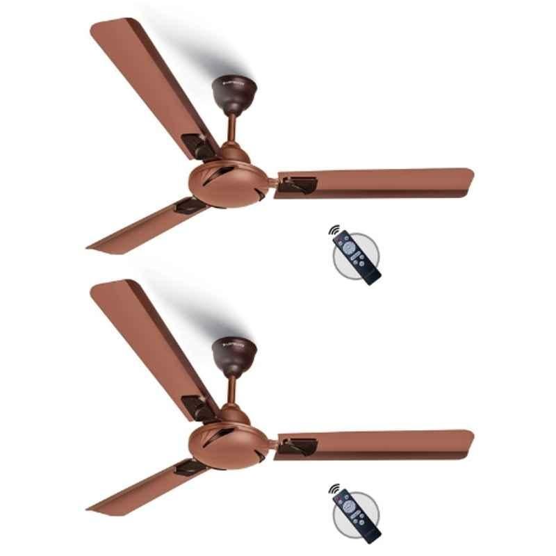 Longway Creta 1200 mm 3 Blade Anti Dust Ceiling fan with Remote control, Rusty Brown colour with 2 year warranty (Pack of 2)