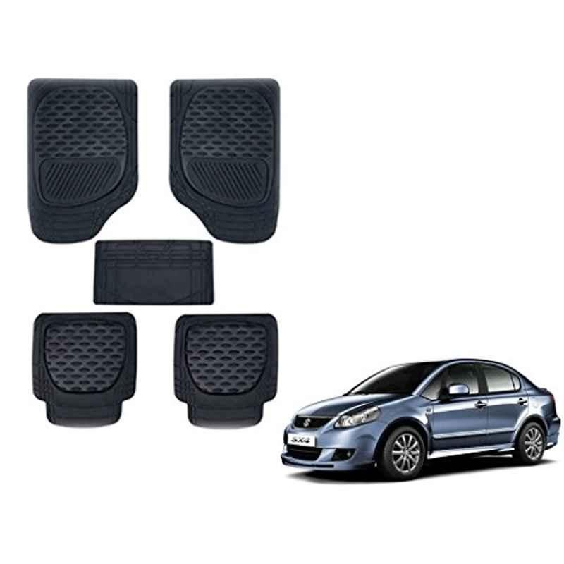 Kozdiko 6255TW 5 Pcs PVC & Rubber Black Car Mat Set for Maruti Suzuki SX4