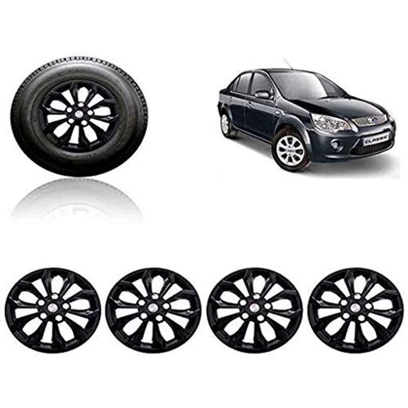Auto Pearl 4 Pcs 14 inch ABS Black Car Wheel Cover Set for Ford Fiesta Classic
