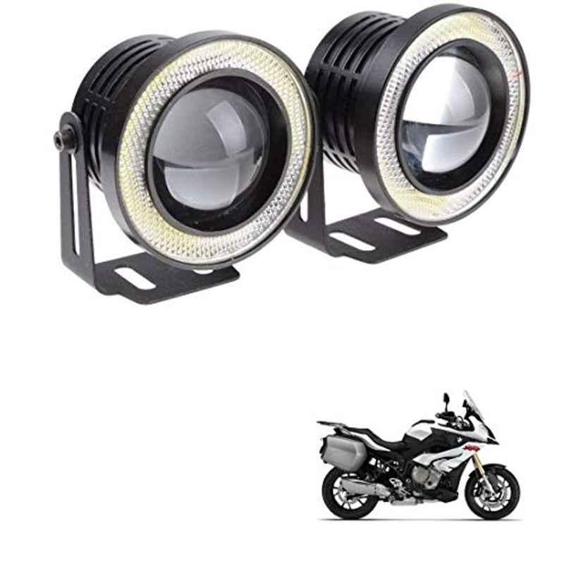 Kozdiko 2 Pcs 15W 3.5 inch High Power White LED Projector COB Fog Light Set with White Angel Eye Ring for BMW S 1000 XR, koz_88357