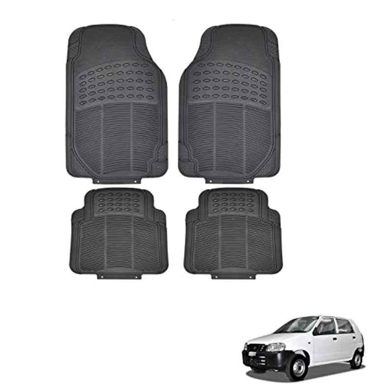 Kozdiko 4 Pcs Rubber Black Car Simple Floor Mat Set for Maruti Suzuki Alto
