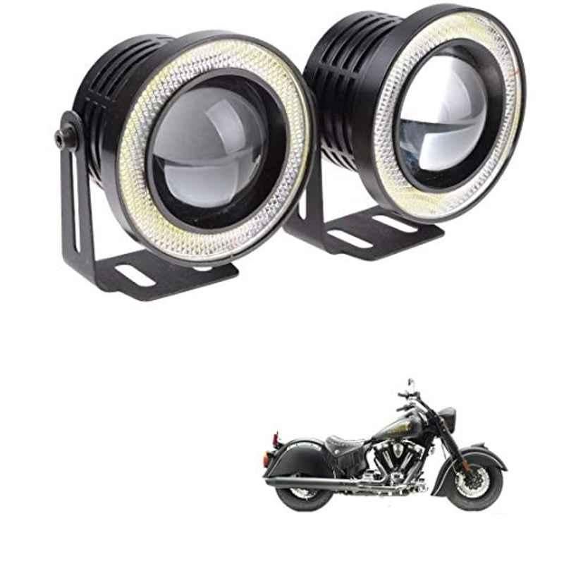 Kozdiko 2 Pcs 15W 3.5 inch High Power White LED Projector COB Fog Light Set with White Angel Eye Ring for Indian X Chief Dark Horse, koz_88318