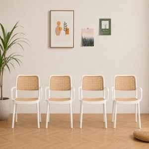 CELLBELL WeaveX Plastic White Armrest Chair (Pack of 4)