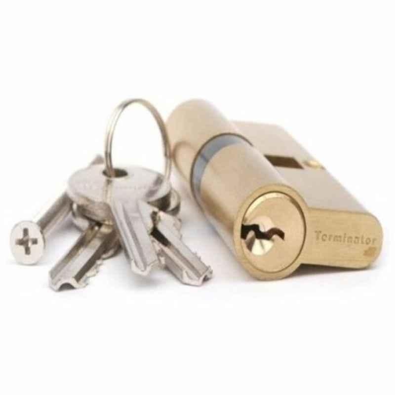 Terminator 70mm Gold Brass Cylinder Door Lock with Keys, TC-1070