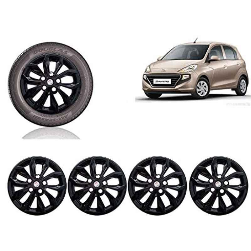 Auto Pearl 4 Pcs 14 inch ABS Black Car Wheel Cover Set for Hyundai Santro 2018 Sport Asta