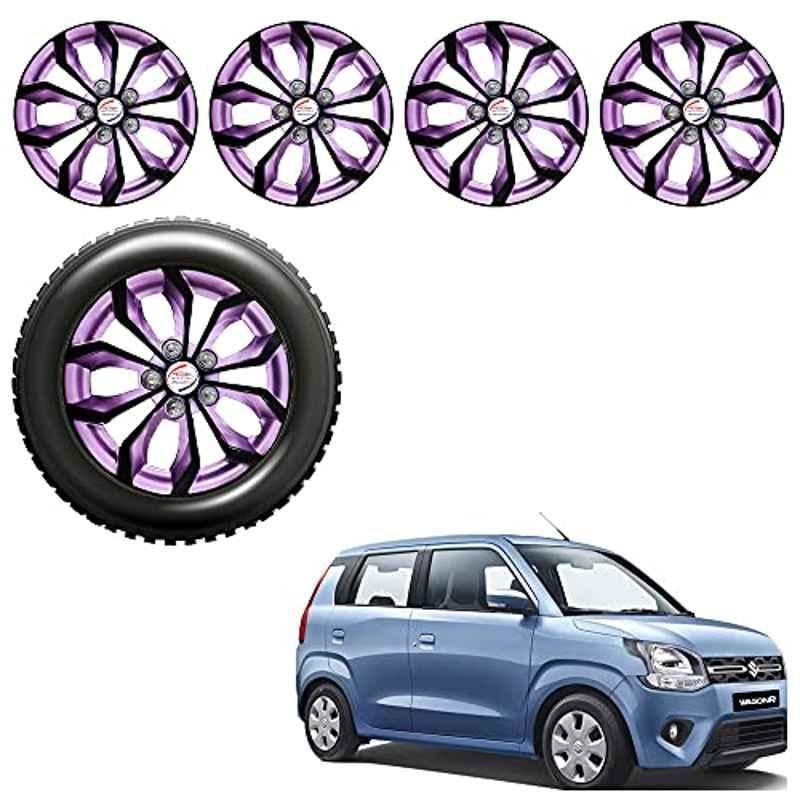 Auto Pearl 4 Pcs 14 inch ABS Black & Violet Car Wheel Cover Set for Maruti Suzuki WagonR 2019