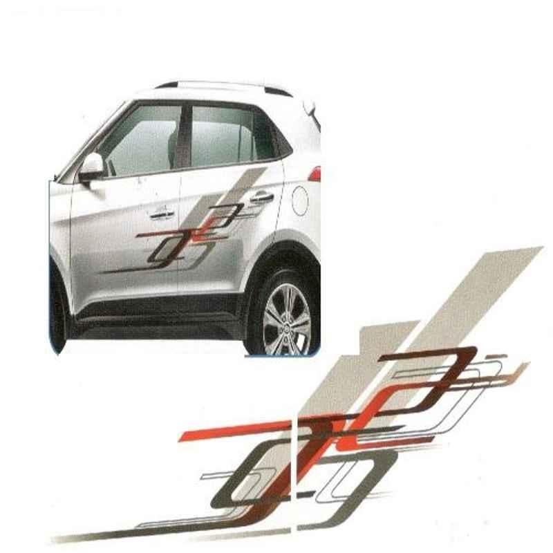 Galio Red & Grey Graphics Car Sticker Set for Hyundai Creta, GLS-214R