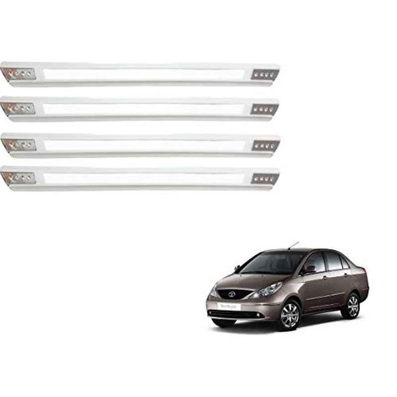Kozdiko 4 Pcs Designer White Dotted Bumper Protector Set for Tata Indigo
