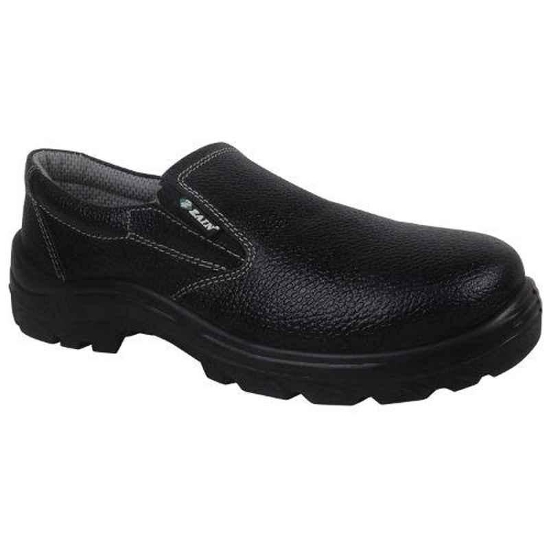 Zain Zm-08 Leather Steel Toe Black Slip-On Work Safety Shoes, 82337-07, Size: 6