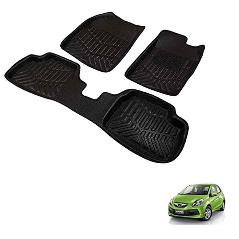 Kozdiko 3D Black Car Foot Mat Set for Honda Brio, dshbdhb239