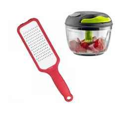 Kohe 400ml Plastic Red & Green Manual Food Chopper with 269mm Fine Edge Grater, GR21C & CR-400