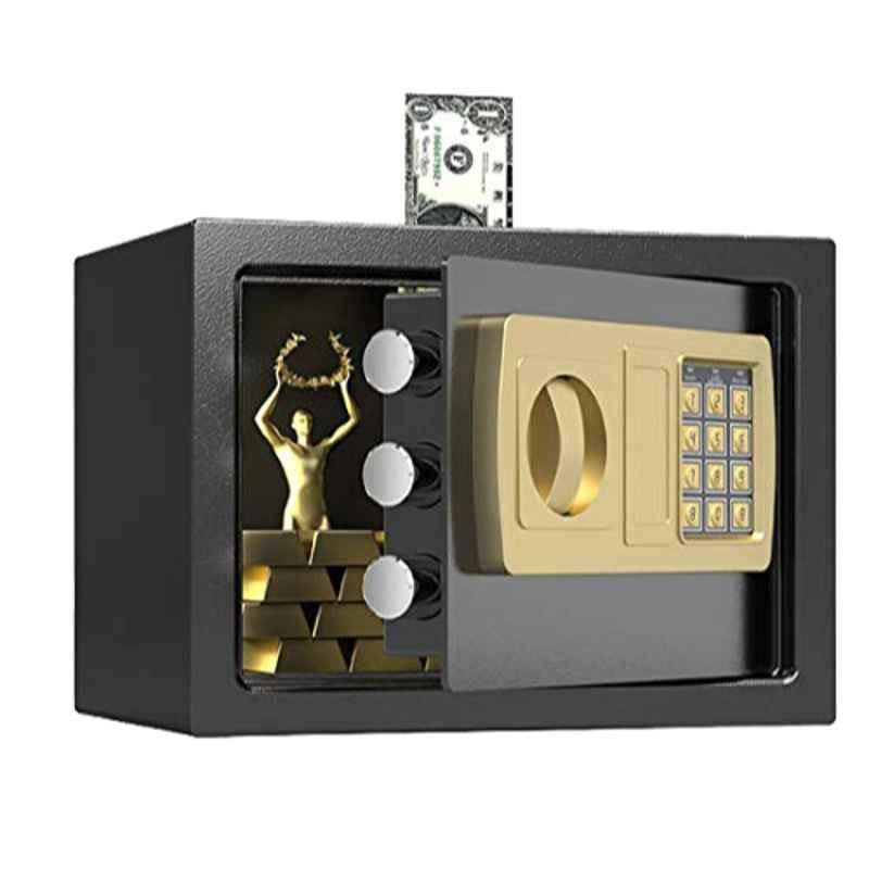 Rubik Alloy Steel Black Cash Deposit Drop Slot Safe Box with Key, RB20TSLOT-BLK, Size: Medium