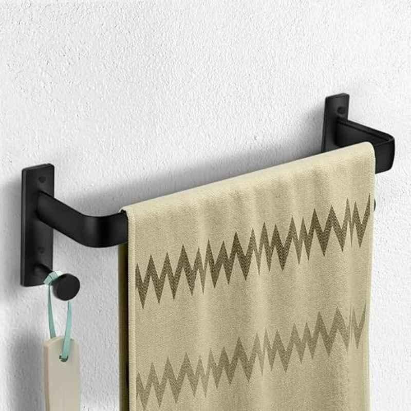 Plantex Single Towel Rod for Bathroom/Cloth Hanger for Wall/Towel Holder/9 inch Towel Bar/Bathroom Accessories 1511, Black