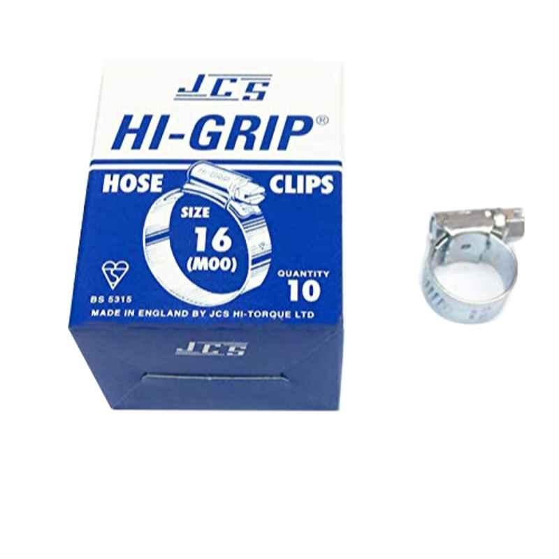 JCS HI-Grip 16mm Zinc Plated Hose Clips (Pack of 10)