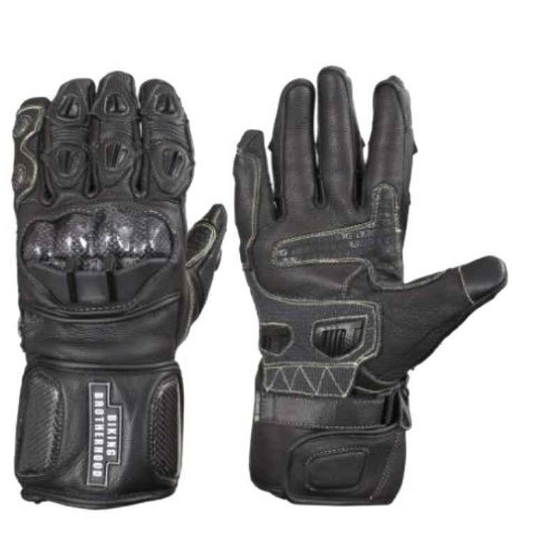 Biking Brotherhood Leather Gauntlet Gloves, Size: Small