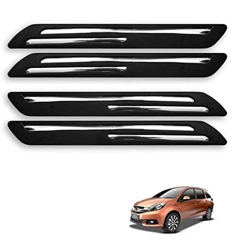 Kozdiko 4 Pcs Rubber Black Double Chrome Strips Car Bumper Protector Guard Set for Honda Mobilio