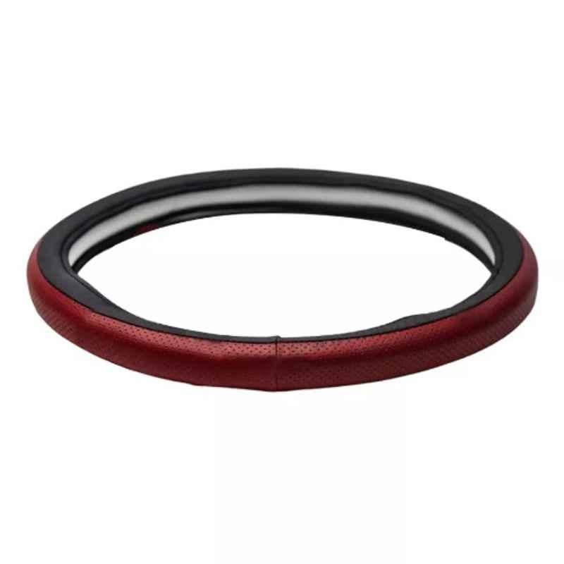 Cipher Small Leather Black & Red Sporty Look Steering Wheel Grip Cover