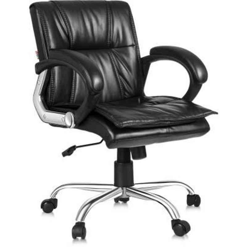 Mezonite Medium Back Cushioned Black Executive Chair, KI604 (Pack of 2)