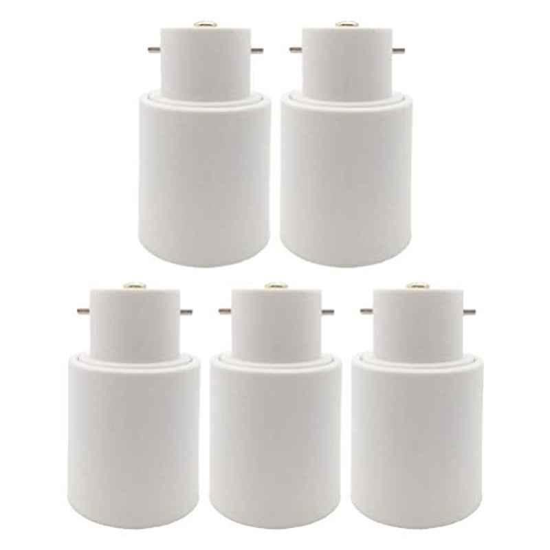 B22 to E27 Polycarbonate White Bulb Base Screw Lamp Holder (Pack of 5)