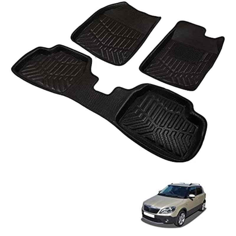 Kozdiko 3D Black Car Foot Mat Set for Skoda Fabia, dshbdhb304