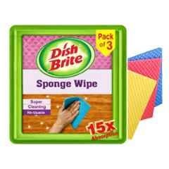 Dish Brite Multicolour Biodegradable Sponge Wipes with Super Absorbent (Pack of 3)