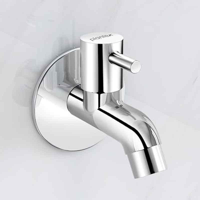 Plantex Pure Brass ICO-901 Water Tap for Bathroom with Water-Saving Technology Tap/Wall Mount Bib Tap with Wall Flange & Teflon Tape-7 Year Warranty Chrome Finish