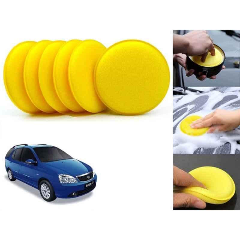 Auto Pearl Polyurethane Beige Washing & Waxing Polish Foam Sponge for Indigo Marina (Pack of 6)