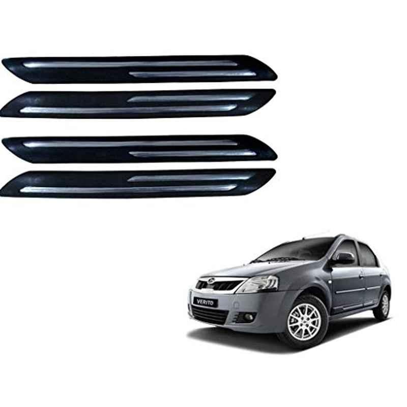 Kozdiko 4 Pcs PVC Black Double Chrome Finish Car Bumper Protector Set for Mahindra Verito