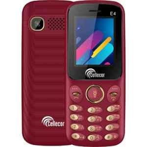 Cellecor E4 32GB/32GB 1.8 inch Red Wine Dual Sim Feature Phone with Torch Light & FM