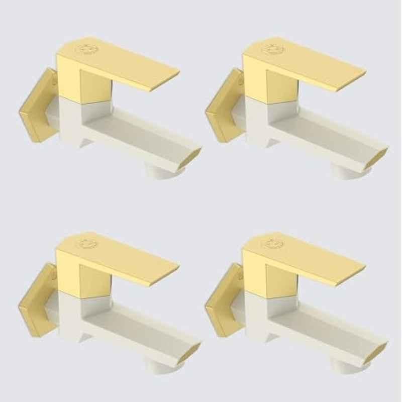 RN G20 15mm PTMT Ivory & Bright Gold Foam Flow Long Body Bib Cock with Flange, RNG2006A32 (Pack of 4)