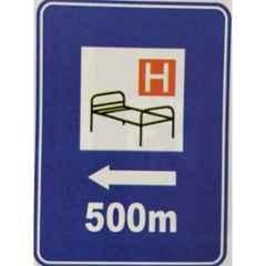 Ladwa Aluminium Blue & White Hospital Informative Retro Reflective Road Signage, LSI-IMBSB-HI