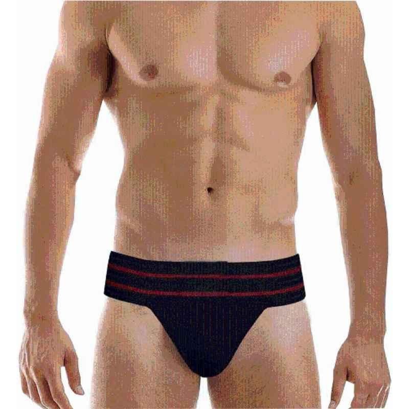 Matrica Café Noir Athletic Cotton Black Gym Back Covered Supporter with Cup Pocket for Men's, Size: L
