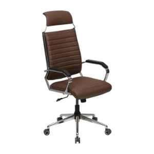 Evok Diana Leather Brown High Back Office Chair with Arm, FFOFOCMNMTBR69439D