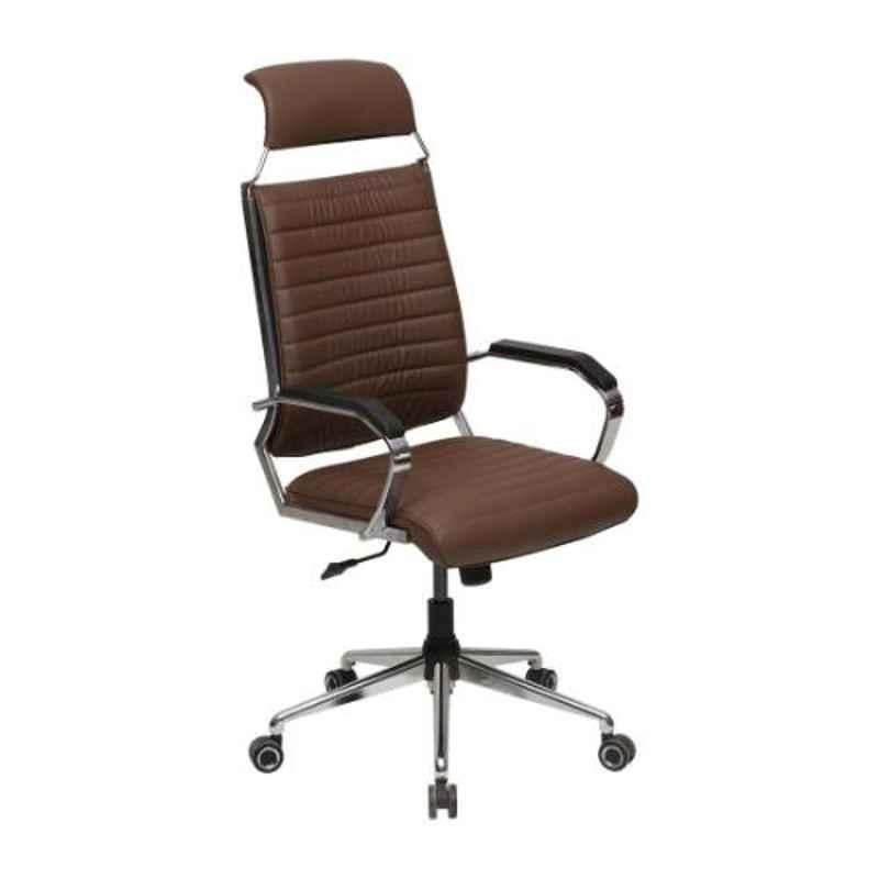 Evok Diana Leather Brown High Back Office Chair with Arm, FFOFOCMNMTBR69439D