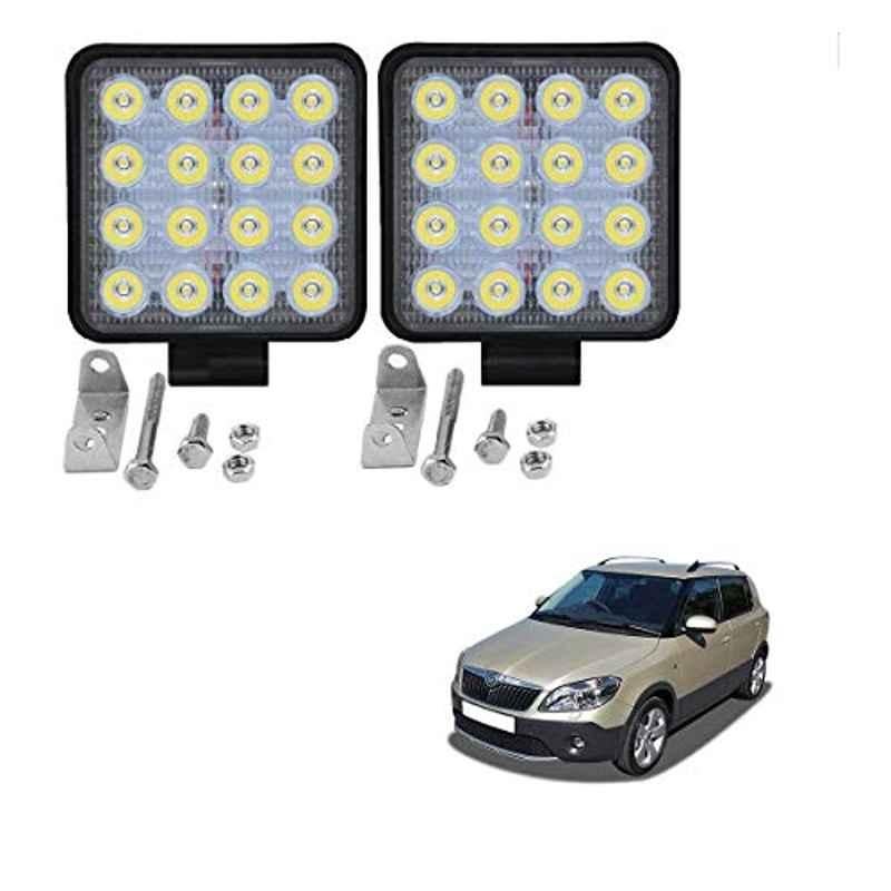 Kozdiko 2 Pcs 48W 16 LED White Bright Beam Square Fog Light Set for Skoda Fabia, koz_92638