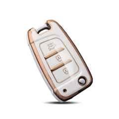 Flymaster Thermoplastic Polyurethane White TPU Car Key Cover, WHITE-TPURKE-11