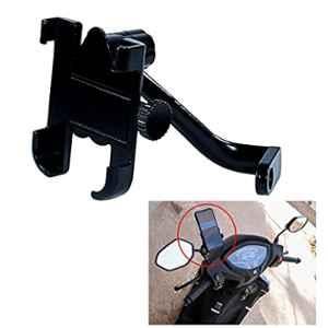 Miwings Universal Bike Mount Holder Verson 2.0 Metal Body 360 Degree Rotating Mirror Cradle Stand For Bicycle, Motorcycle, Scooty Fits All Smartphones (1.Pcs Black)