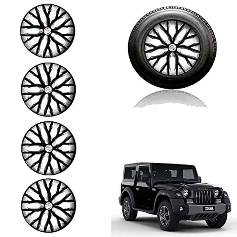 Auto Pearl 13 inch ABS Black & Silver Press Type Car Hub Cap Wheel Cover for Tigor XE